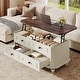 preview thumbnail 1 of 10, Moasis Farmhouse 36" Lift-top Rectangular Antique Coffee Table with 2 Drawers Hidden Storage