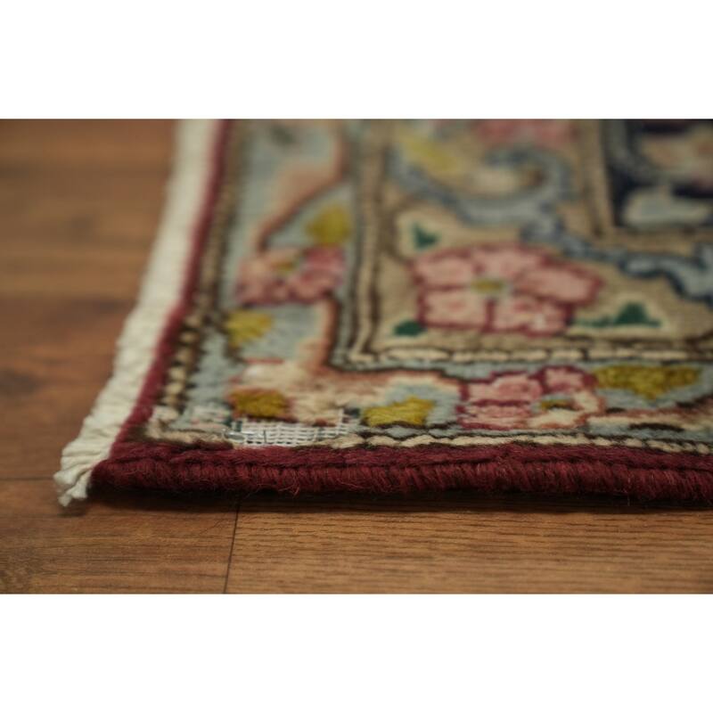 Hand Knotted Oriental 100% Wool Carpet Traditional Floral Red Kerman Area Rug - 12' 10'' X 9' 7''