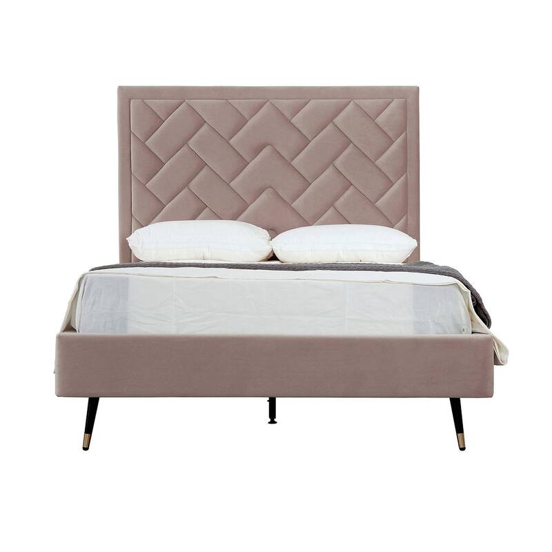 Manhattan Comfort Crosby Modern Velvet Upholstered Bed
