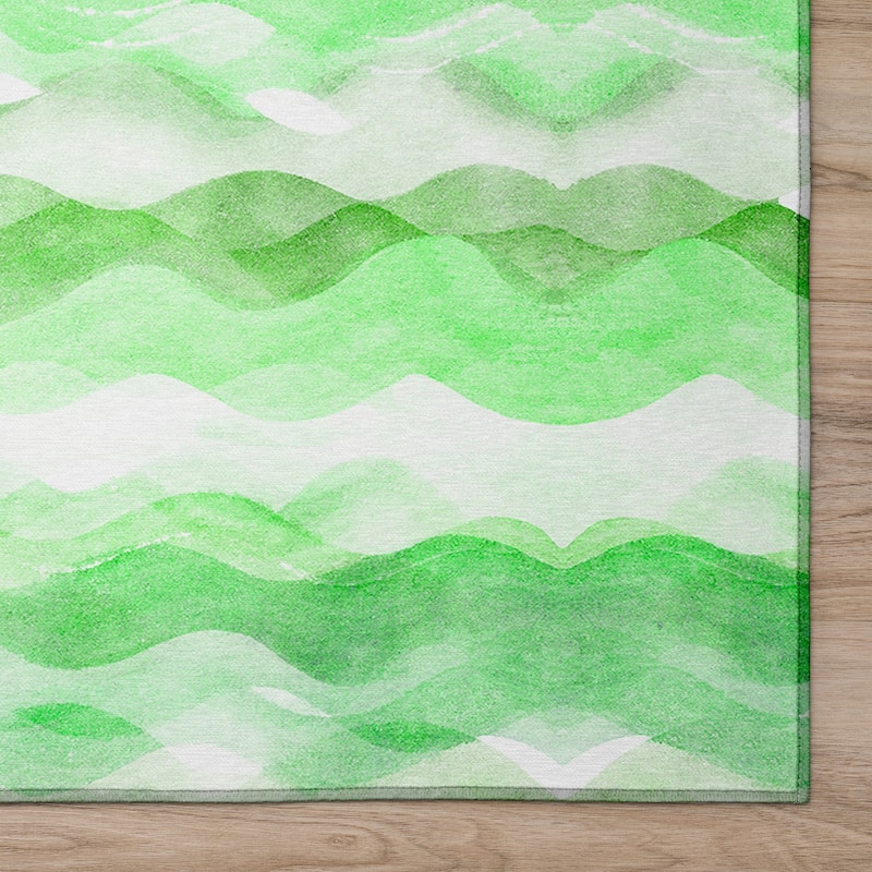 Indoor/ Outdoor Surfside Ombre Wave Washable Rug New