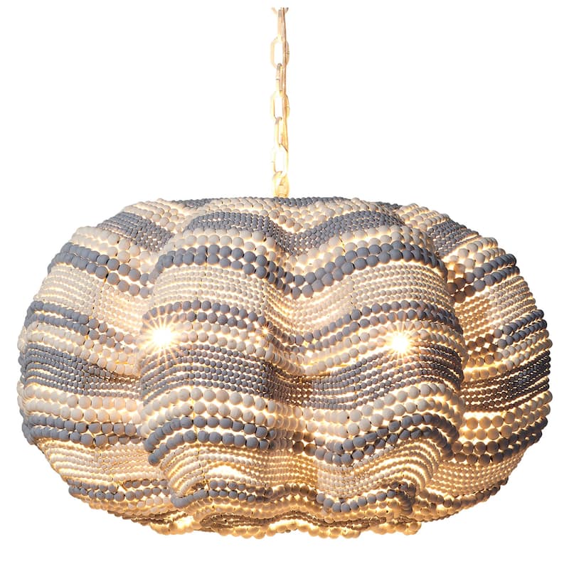 Jamie Young Clamshell Wood Beaded 4-Light Chandelier