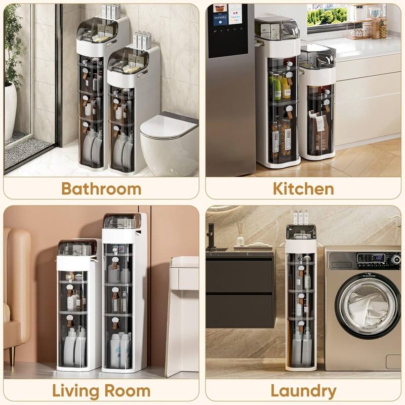 Waterproof Narrow Storage Cabinet with Drawers for Small Spaces - 4 Drawers