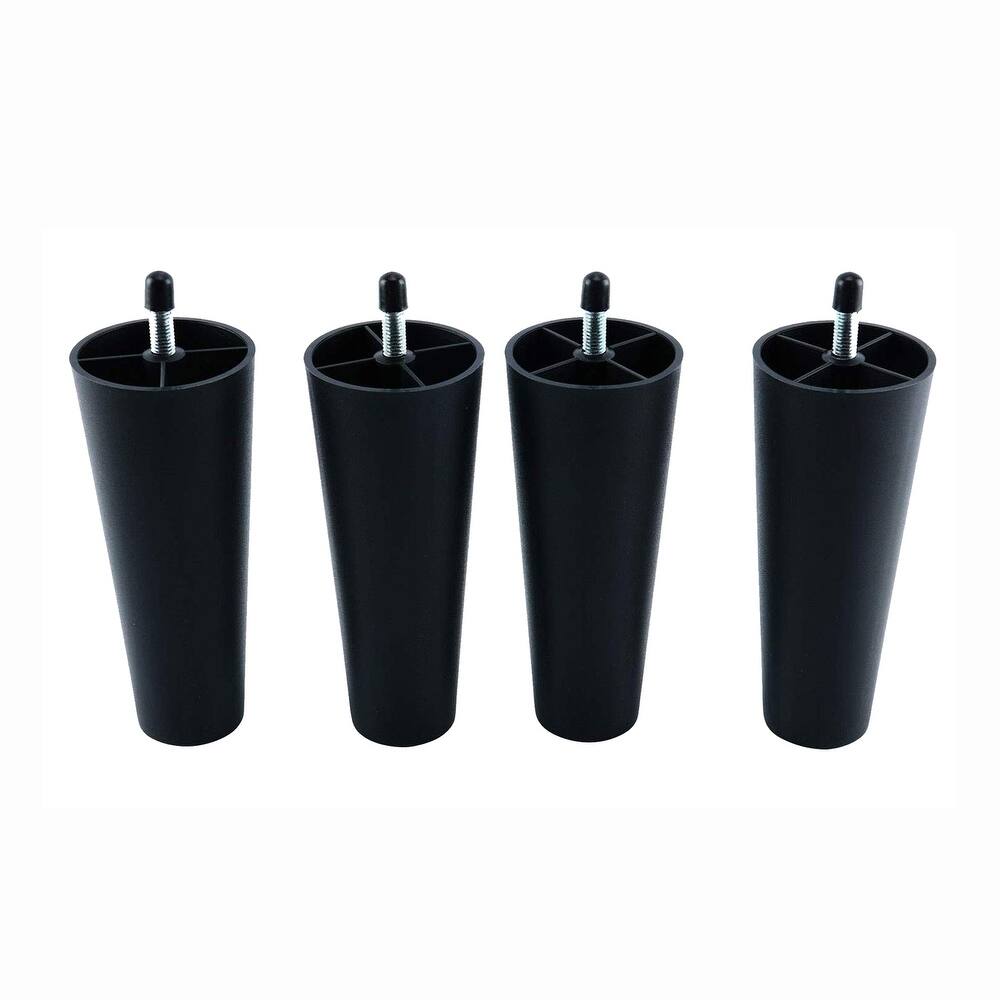 Round Solid Plastic Furniture Legs 5 inch high for Bed, Sofa, Couch, Chair Ottoman, Loveseat, Coffe, Table, Cabinet
