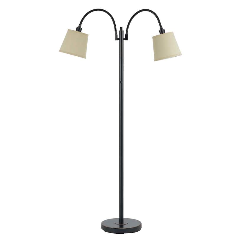 65" Bronze Two Light Traditional Shaped Floor Lamp With Tan Square Shade - 38.5" x 12" x 65"
