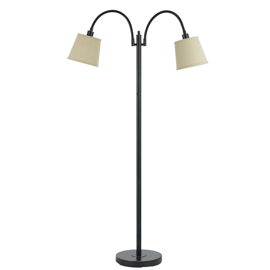 65" Bronze Two Light Traditional Shaped Floor Lamp With Tan Square Shade - 38.5" x 12" x 65"