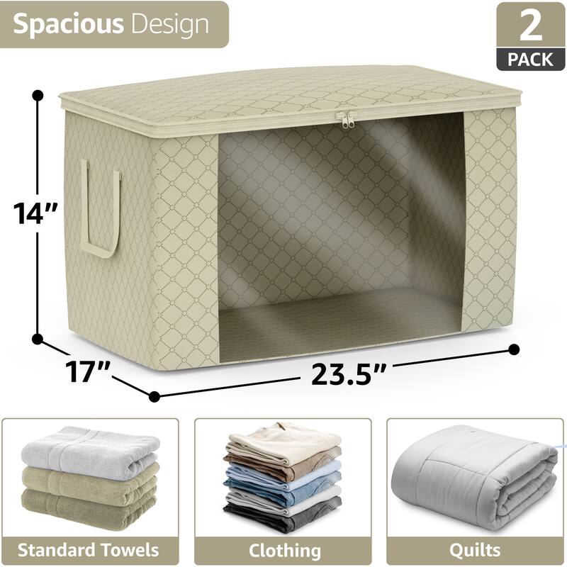 Sorbus Foldable Storage Bag Organizers, Large Clear Window & Carry Handles, Great for Clothes, Blankets, and More