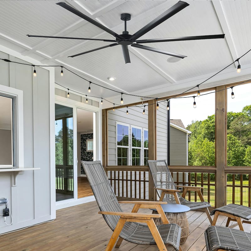84" Industrial Aluminum Warehouse Black Extra Large Ceiling Fan with Remote