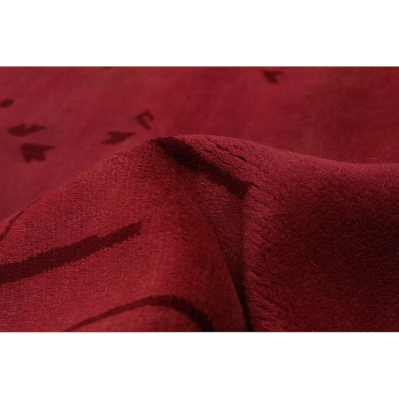 ECARPETGALLERY Hand-knotted Color Transition Magenta Wool Rug - 6'8 x 10'0