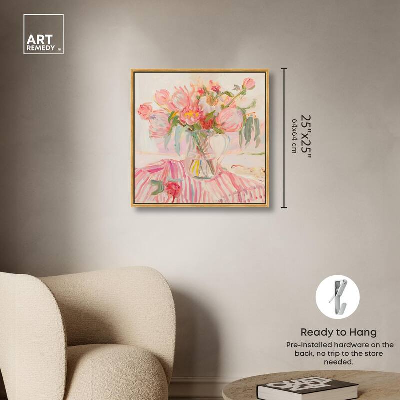 Candy Stripe Bloom Canvas by Art Remedy