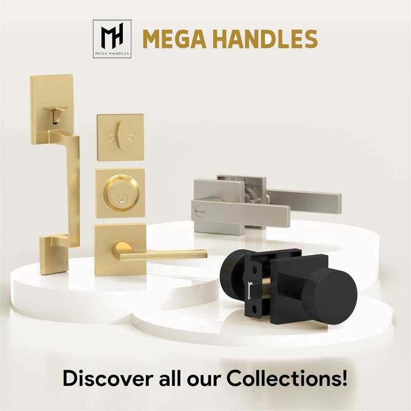 Mega Handles RONN Privacy Flat Lever for Hallway, Closet, and Bathroom I Reversible Keyless Door Lock