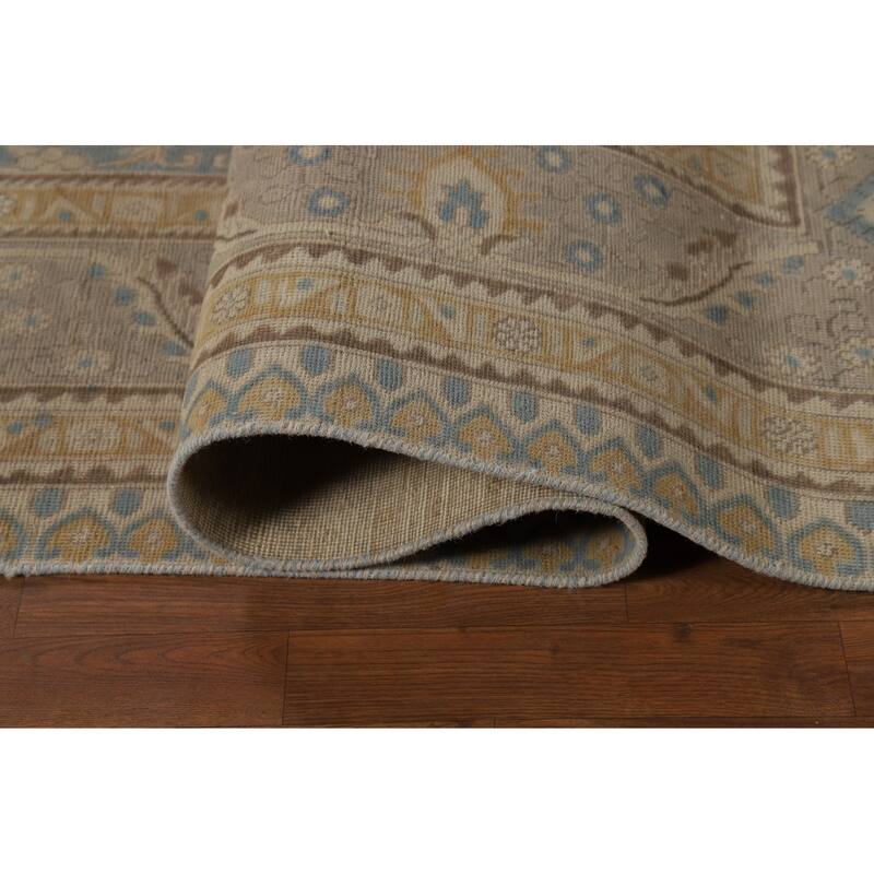 Geometric Tabriz Persian Area Rug Handmade Grey Wool Carpet - 9'3"x 12'4"