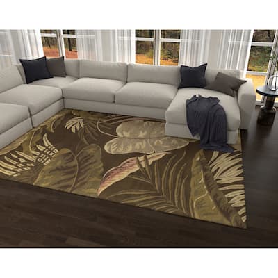 Domani Camila Mocha Tropics Hand-tufted Wool Area Rug