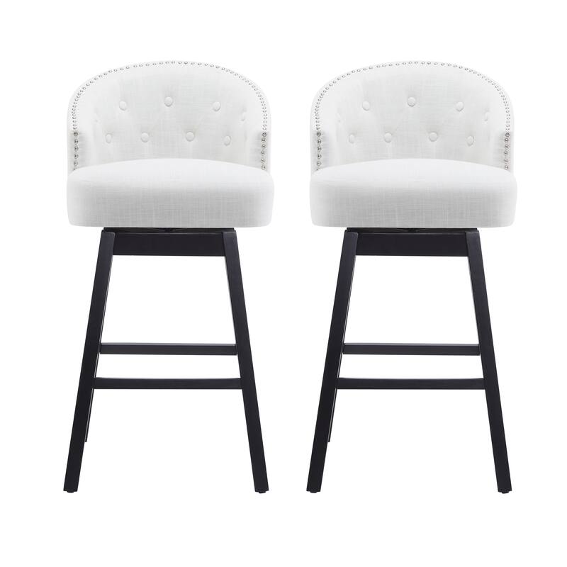 Ostweer Furniture 33.25" Swivel Armless Counter Stools Set of 2 - Black