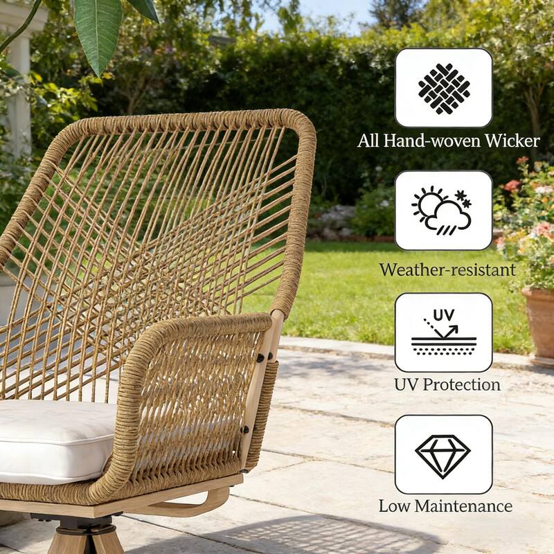 GDFStudio - Oliver Outdoor Swivel Chairs Set of 2 Designed for Flexible Seating - Swivel Chair