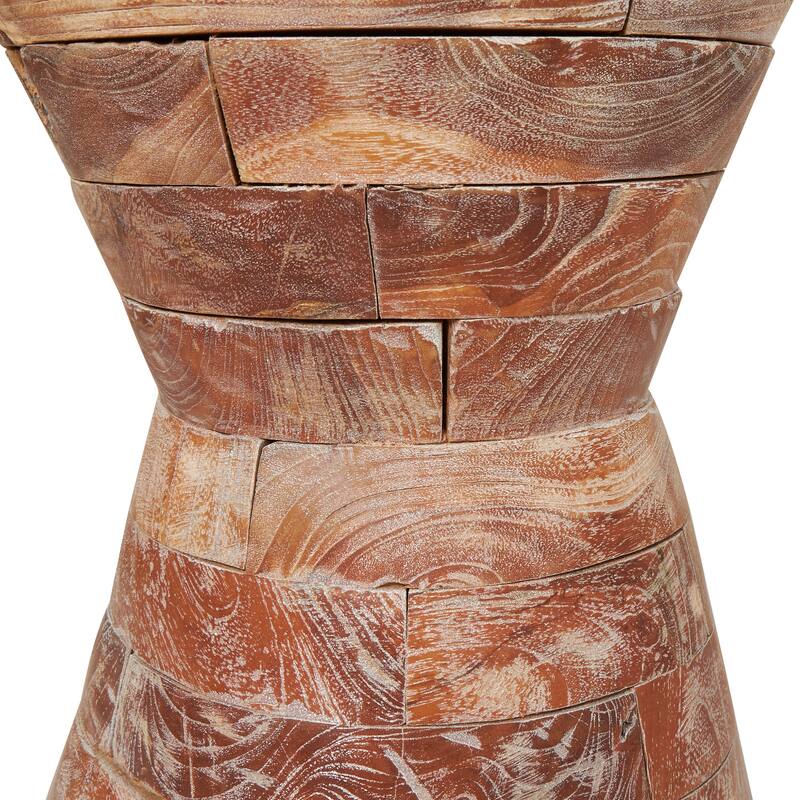 Timeless Brown Teak Wood Intricately Carved Accent Table