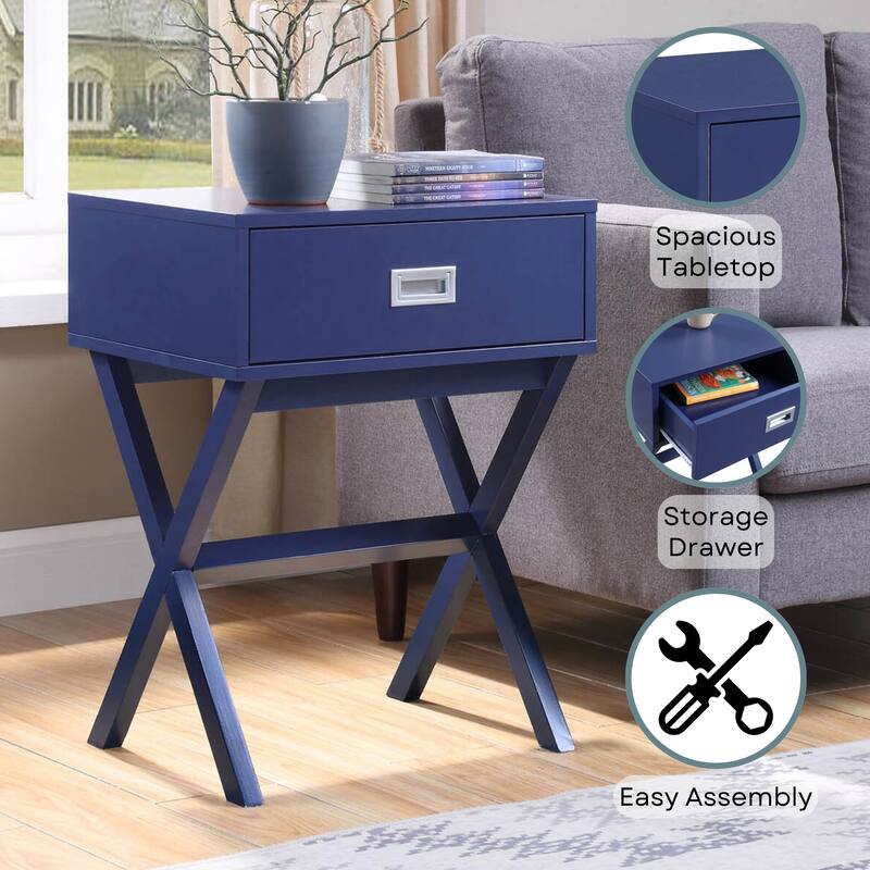 End Table with Spacious Drawer and Wide Surface, Modern Storage Side Table for Lamps, Décor and Everyday Living Room Use - 15.75