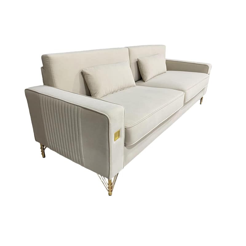 Velvet 3-seater Sofa with Gold Accents