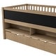 preview thumbnail 9 of 22, Twin Size Low Loft Bed with Trundle, Solid Wood Bed Frame with Storage Shelves & Blackboard, Space-Saving Design for Small Rooms