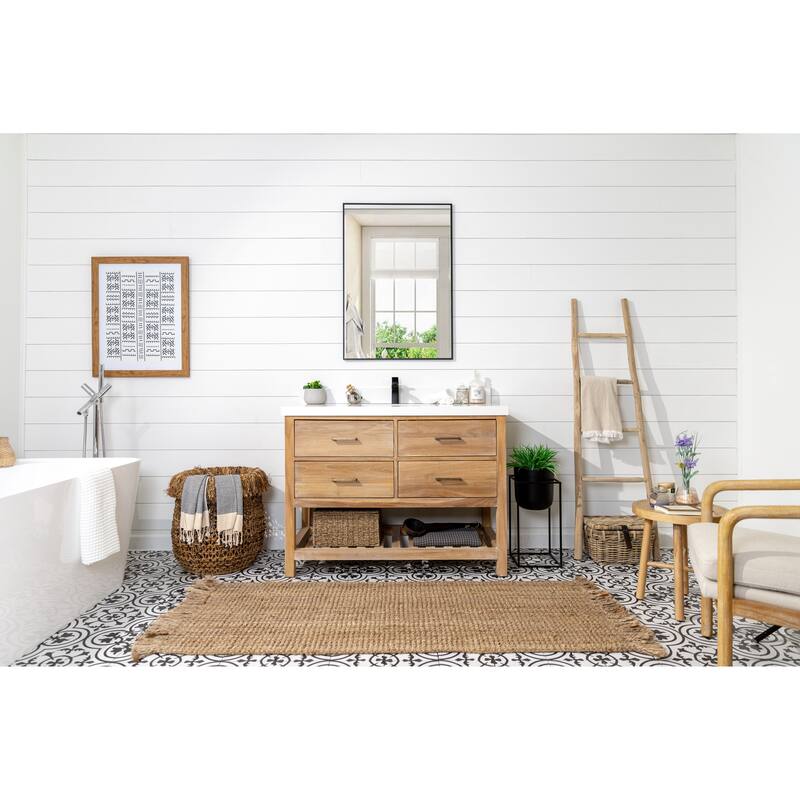 Willow Collections 42 in. W x 22 in. D Parker Solid Teak Single Sink Bathroom Vanity with Countertop
