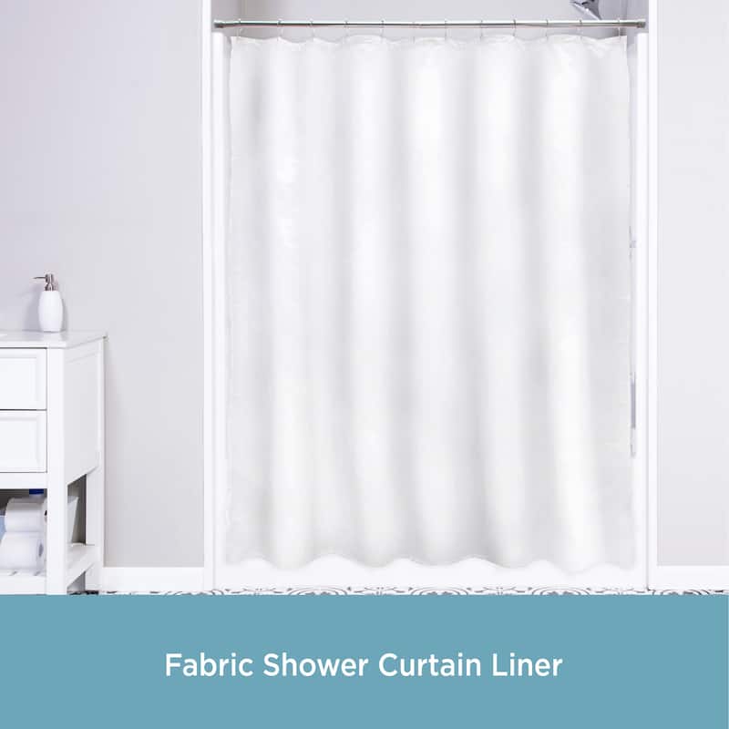 Kenney Water Repellant Fabric Shower Curtain, 70" W x 72" H - White