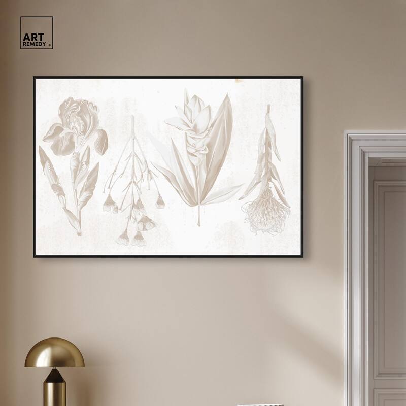White Pressed Flora Canvas by Art Remedy