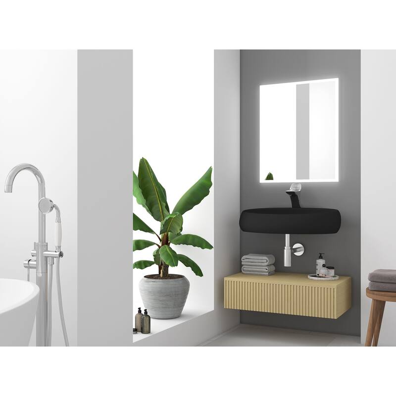 Rosaria 24" Matte Black Porcelain Wall Mounted Bathroom Sink