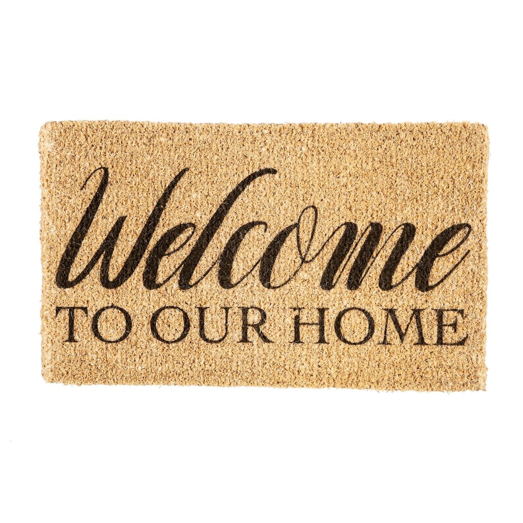 "Welcome to Our Home" Woven Coir Door Mat, 30 x 18"