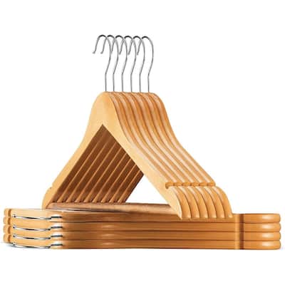 ZOBER 10 Piece High Grade Non Slip Wooden Suit Hangers, Natural
