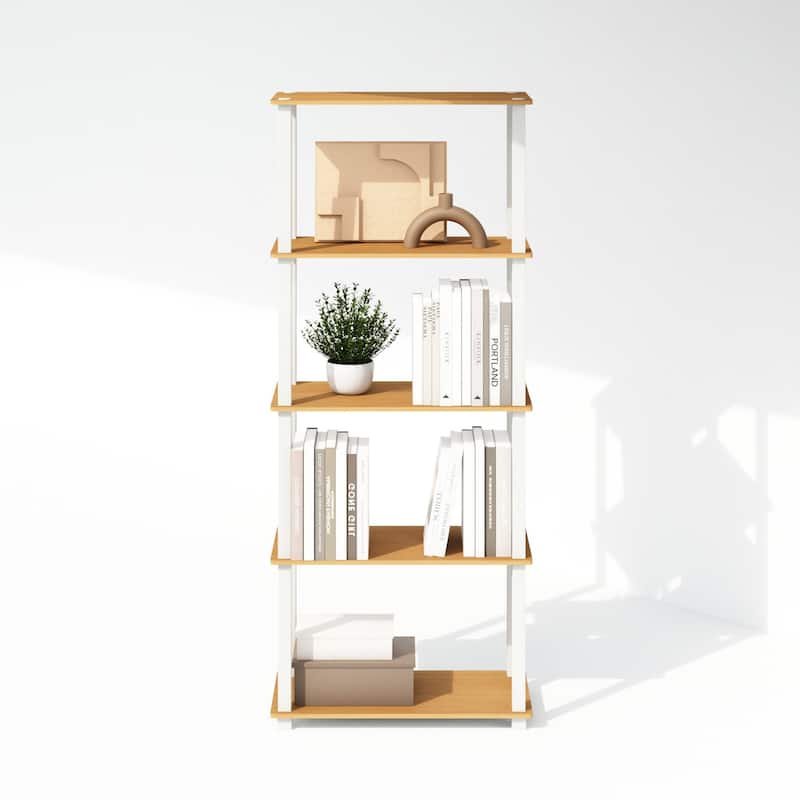 3 Tiers Wood Household Shelving Unit in Beech/White (23.6 in. W x 29.5 in. H x 11.4 in. D), Set of 2 - 23.6