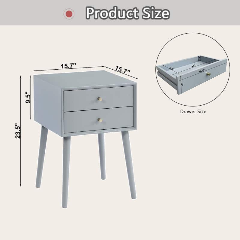 Modern Nightstand with 2-Drawers