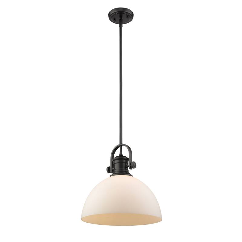 Golden Lighting Hines Single Light 13-1/2" Wide Pendant with Opal
