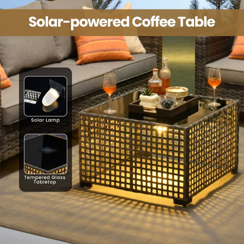 XIZZI Patio Wicker Furniture Conversation Set with Swivel Chairs