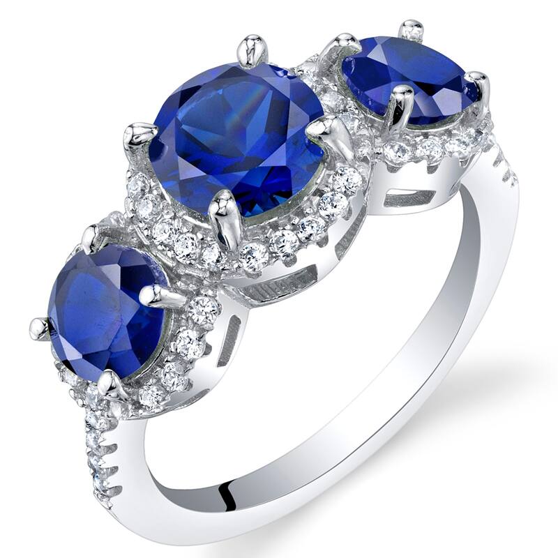 Sterling Silver 2.75 ct Created Sapphire Halo Ring