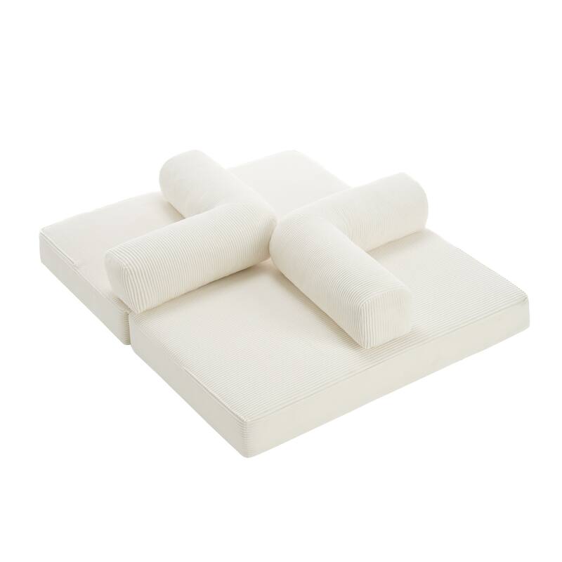 2 Set Corduroy Large Couch Convertible Floor Sofa Bed Sleeper