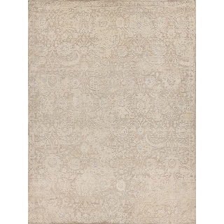 EXQUISITE RUGS Meena Hand-knotted Wool/Silk Ivory/Beige Area Rug. - Bed ...