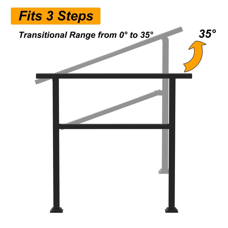 Wrought Iron Handrail 4-5Step Durable Stair Railing Indoor Outdoor Use