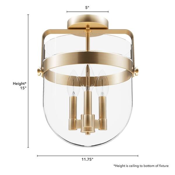 dimension image slide 0 of 4, Hunter Karloff Clear Glass 3 Light Flush Mount Ceiling Light - Rustic, Industrial, Transitional