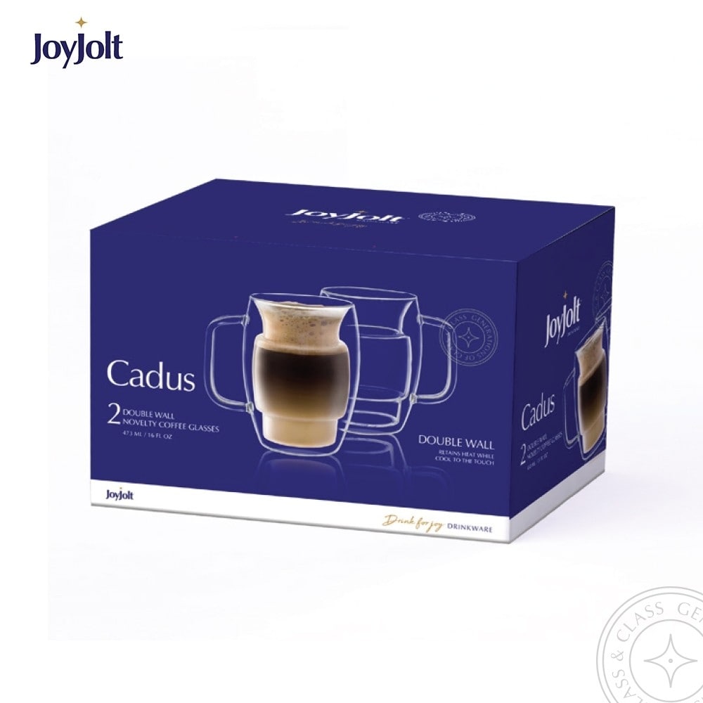 JoyJolt Cadus Double Wall Insulated Mugs, 16 OZ Set Of Two Latte Glasses -  Bed Bath & Beyond - 26032656