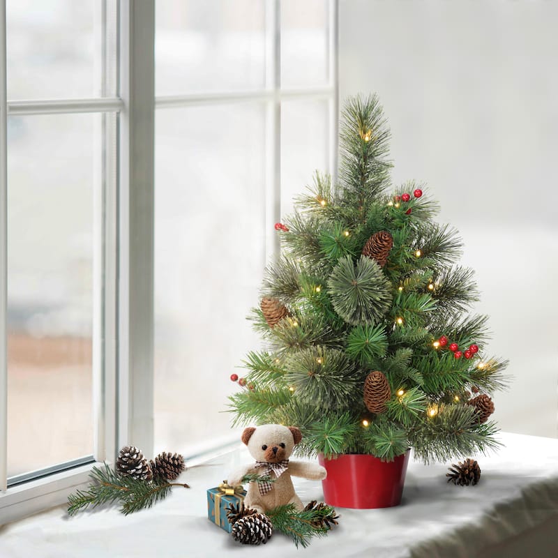 Puleo International Pre-Lit 2' Table Top Artificial Christmas Tree - Green