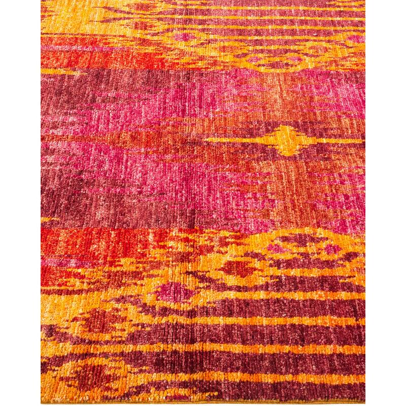 Overton Hand Knotted Wool Vintage Inspired Modern Contemporary Modern Red Area Rug - 4' 0" x 6' 4"
