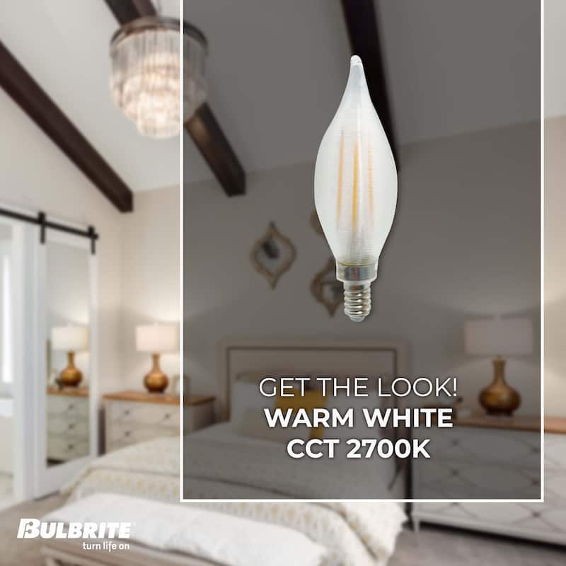 Bulbrite Spunlite Pack of (4) 4 Watt Dimmable C11 LED Filament Light Bulb with Satin Glass Finish and Candelabra (E12) Base