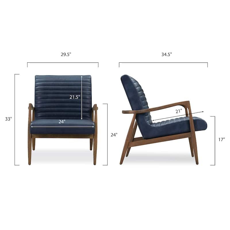 Poly & Bark Rowan Lounge Chair - Full Grain Genuine Italian Leather (Set of 2)