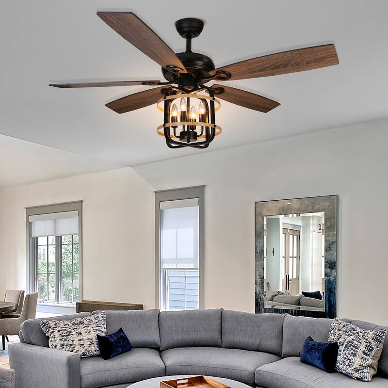 Rustic Ceiling Fan with Light Industrial Ceiling Fan - 52inch
