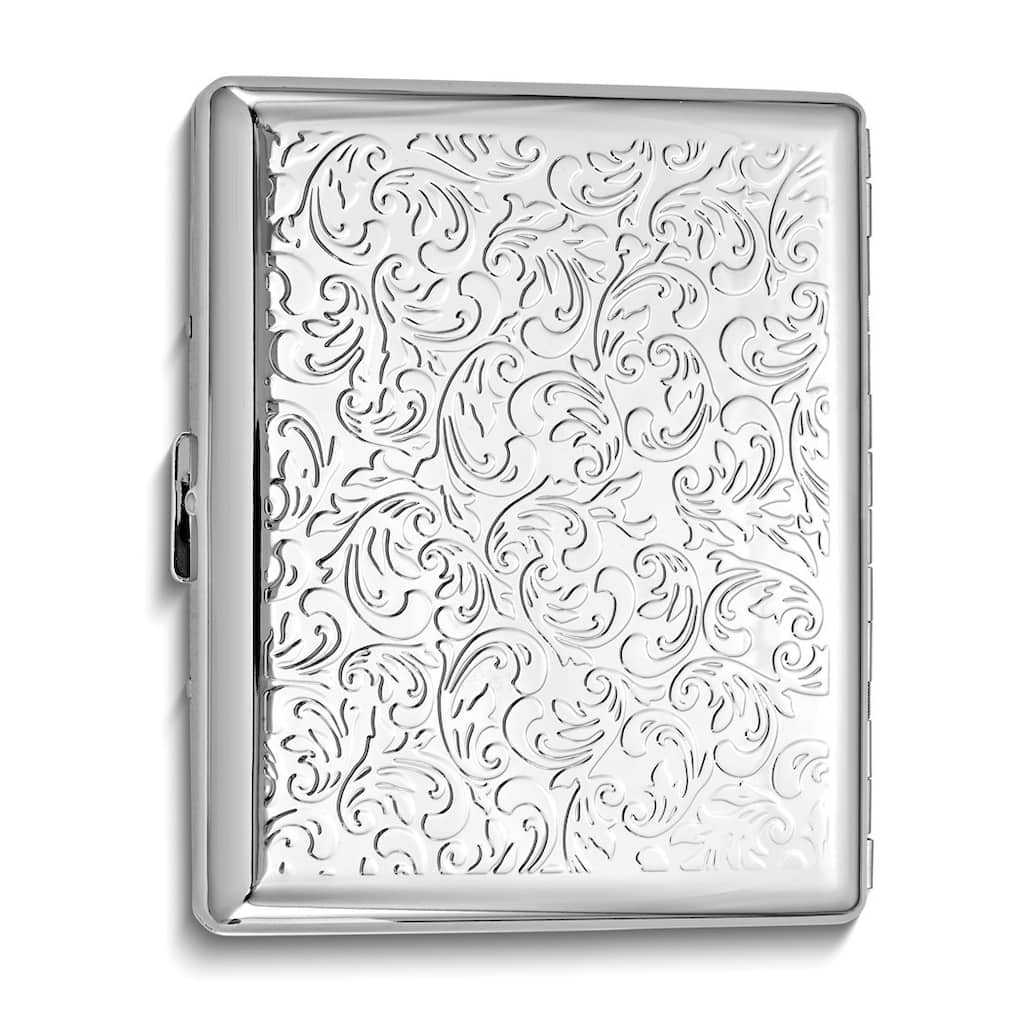 Curata Silver-Tone Scrolled Design (Holds 20) Cigarette / Card Case