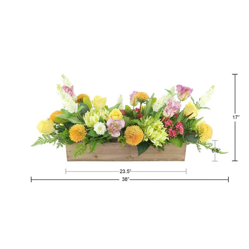 Classic Spring Centerpiece in Wood Planter - 17