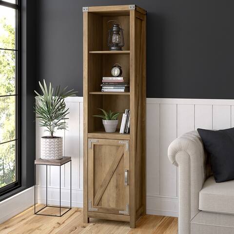 Cottage Grove Tall Narrow 5 Shelf Bookcase with Door by Bush Furniture