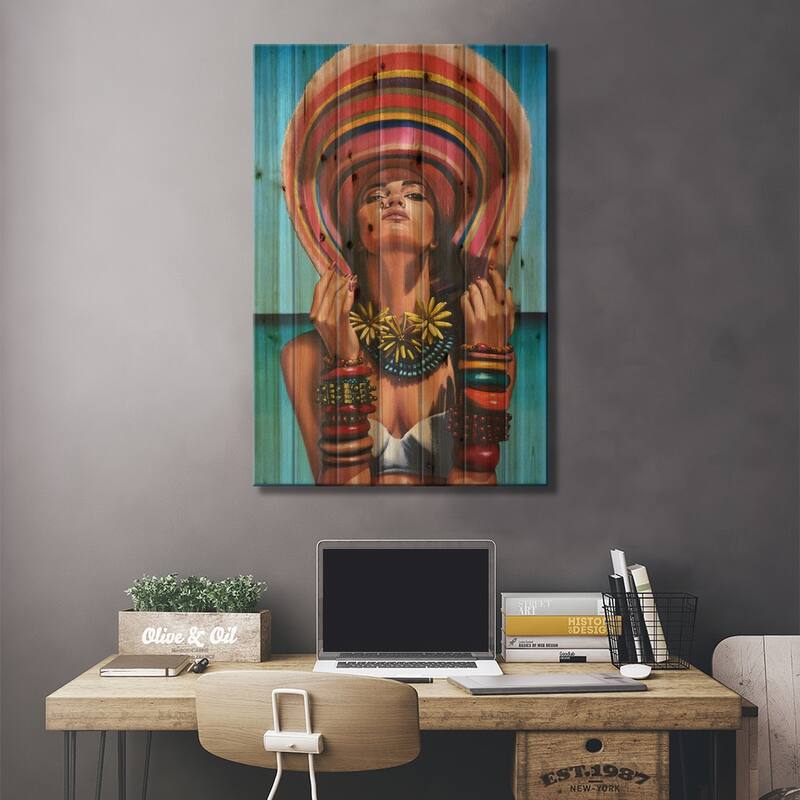 La Reine du Soleil Print On Wood by Johnny Popkess - Multi-Color