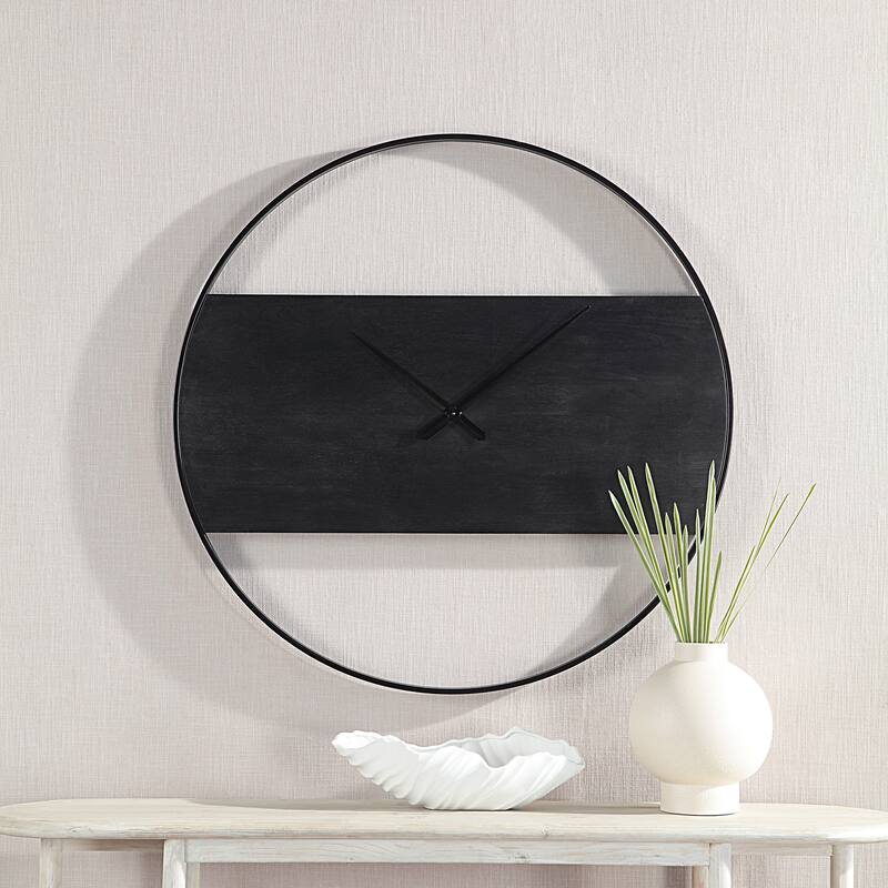 Renwil Romy Indoor Iron Wall Clock, Matte Black