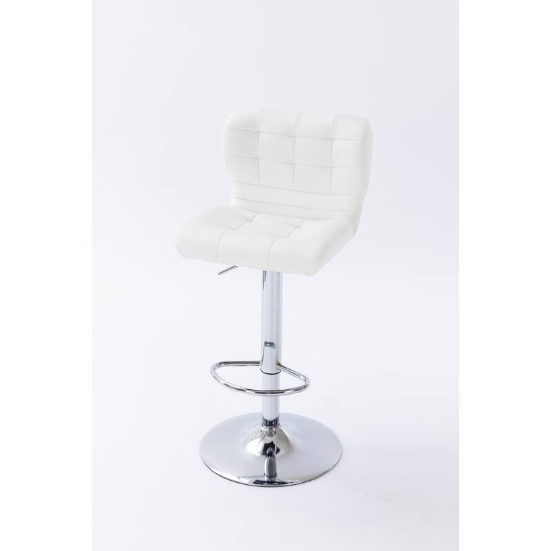 Tufted Wingback Modern Adjustable Modern Swivel Height barstools counter stool for Kichen Island set of 2, White