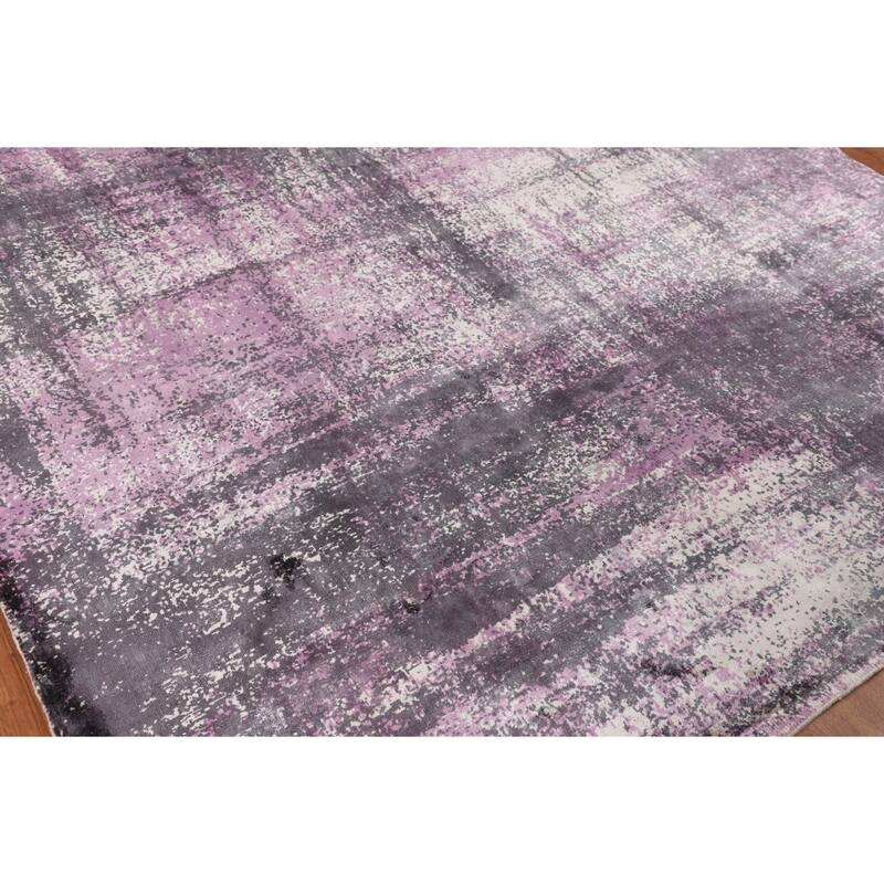 Contemporary Abstract Indian Square Area Rug Hand-Knotted Wool Carpet - 6'8" X 6'9"